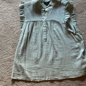 J. Crew Light Green Ruffle Blouse